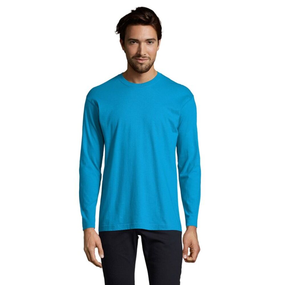 SOLS Mens Monarch Long-Sleeved T-Shirt / Aqua